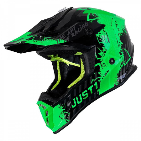 Шлем (кроссовый) JUST1 J38 MASK Hi-Vis, зеленый/серый/черный